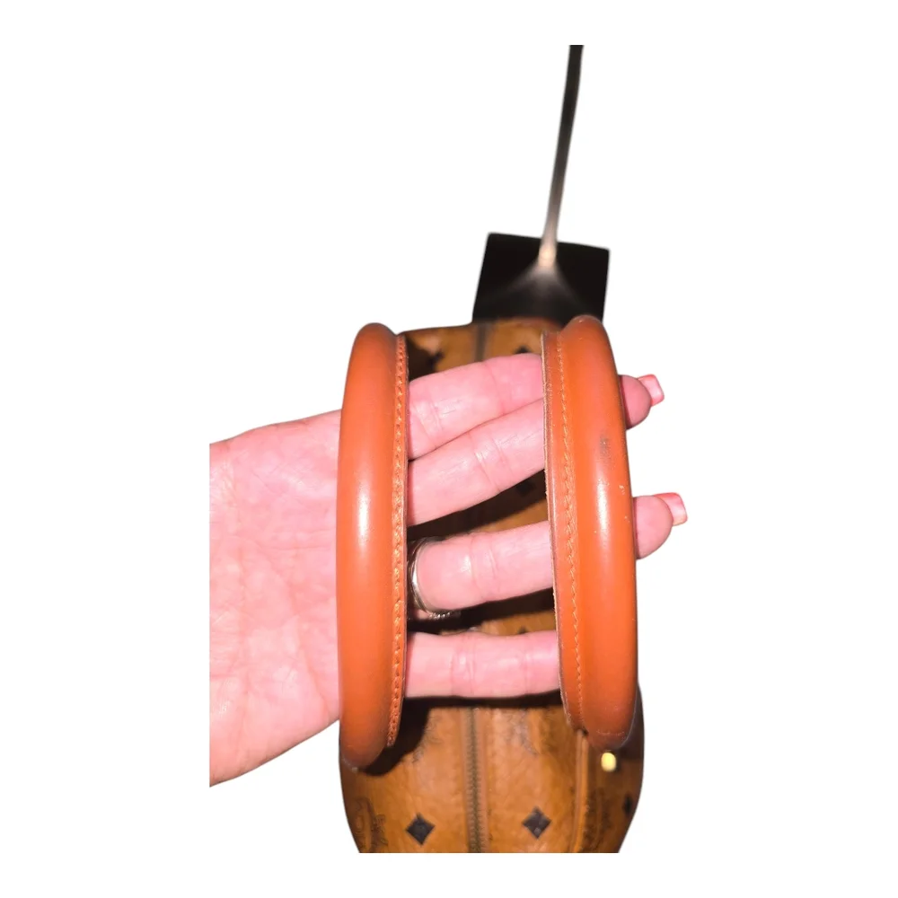 MCM Vintage Monogram Logo Visetos Boston Bag Tan Leather PVC Handbag, WI… - Picture 3 of 17